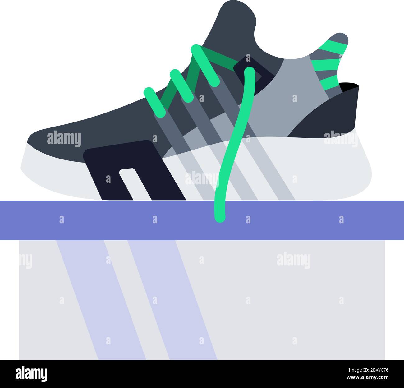 Lace-up sneakers on the box vector icon flat isolated Stock Vector