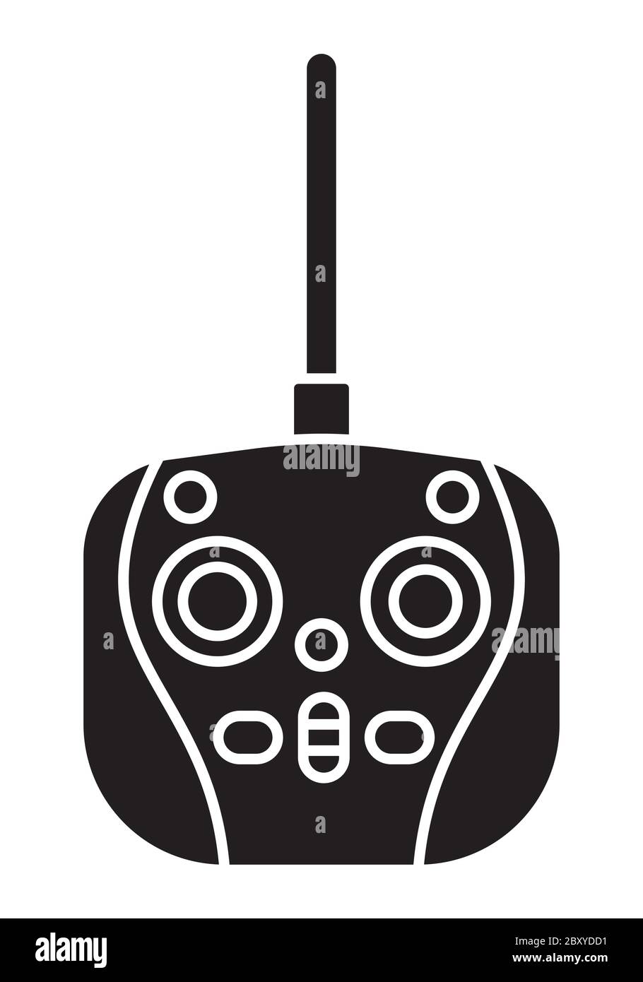 Remote control with receiver, with antenna indicator and control levers vector icon flat isolated. Stock Vector