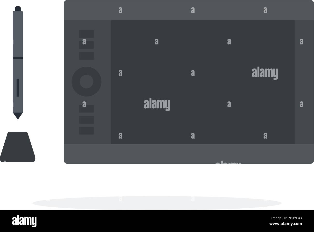 Graphics tablet with pen for drawing vector flat isolated Stock Vector