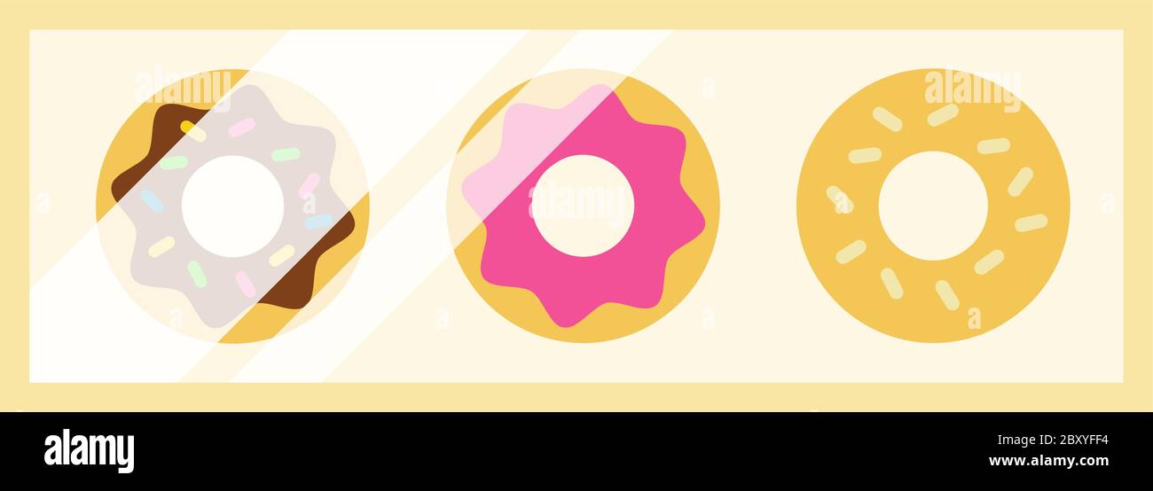 Set of icing donuts in a box vector icon flat isolated Stock Vector
