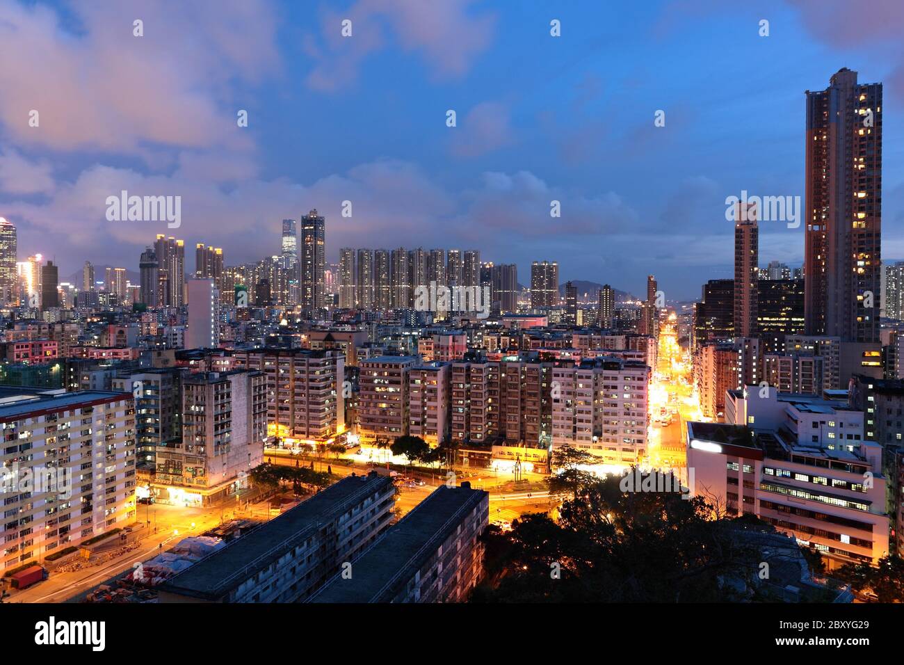 Hong Kong downtown at night Stock Photo - Alamy