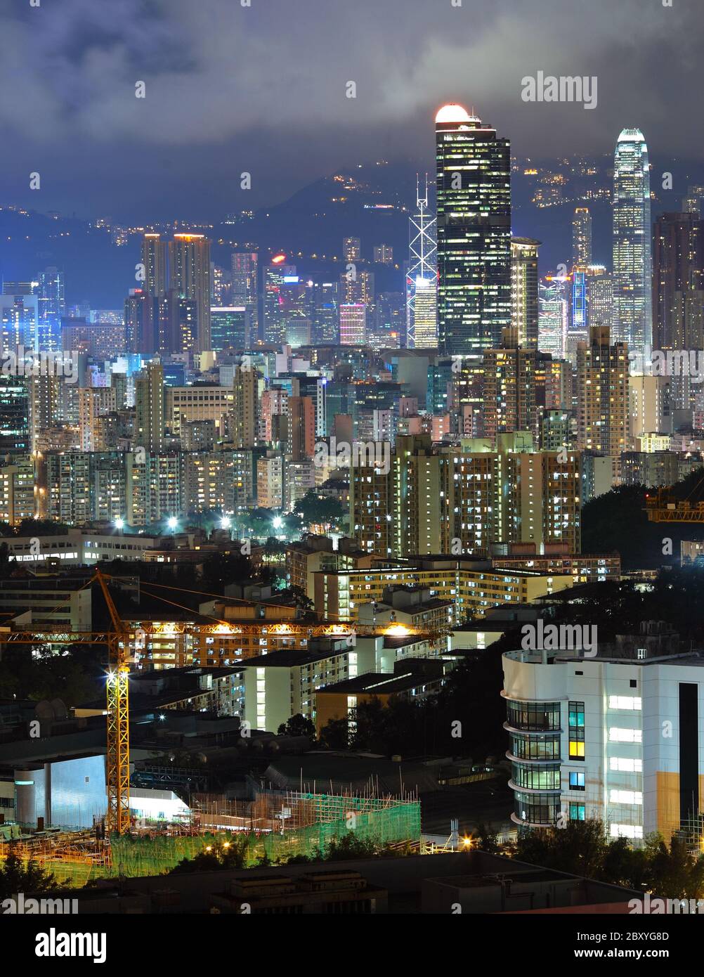 Hong Kong downtown at night Stock Photo - Alamy