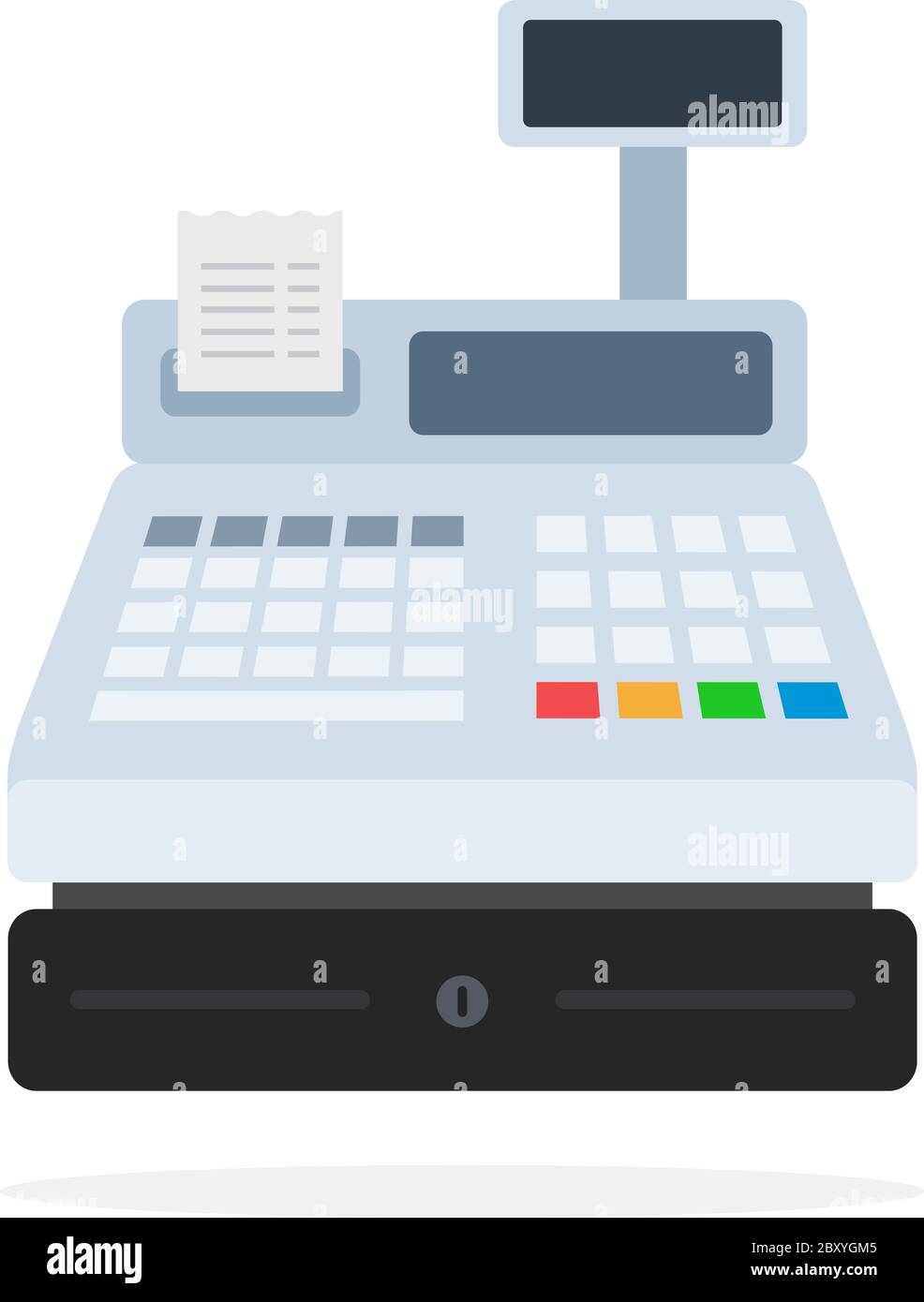 Cash register with a paper check flat isolated Stock Vector Image & Art
