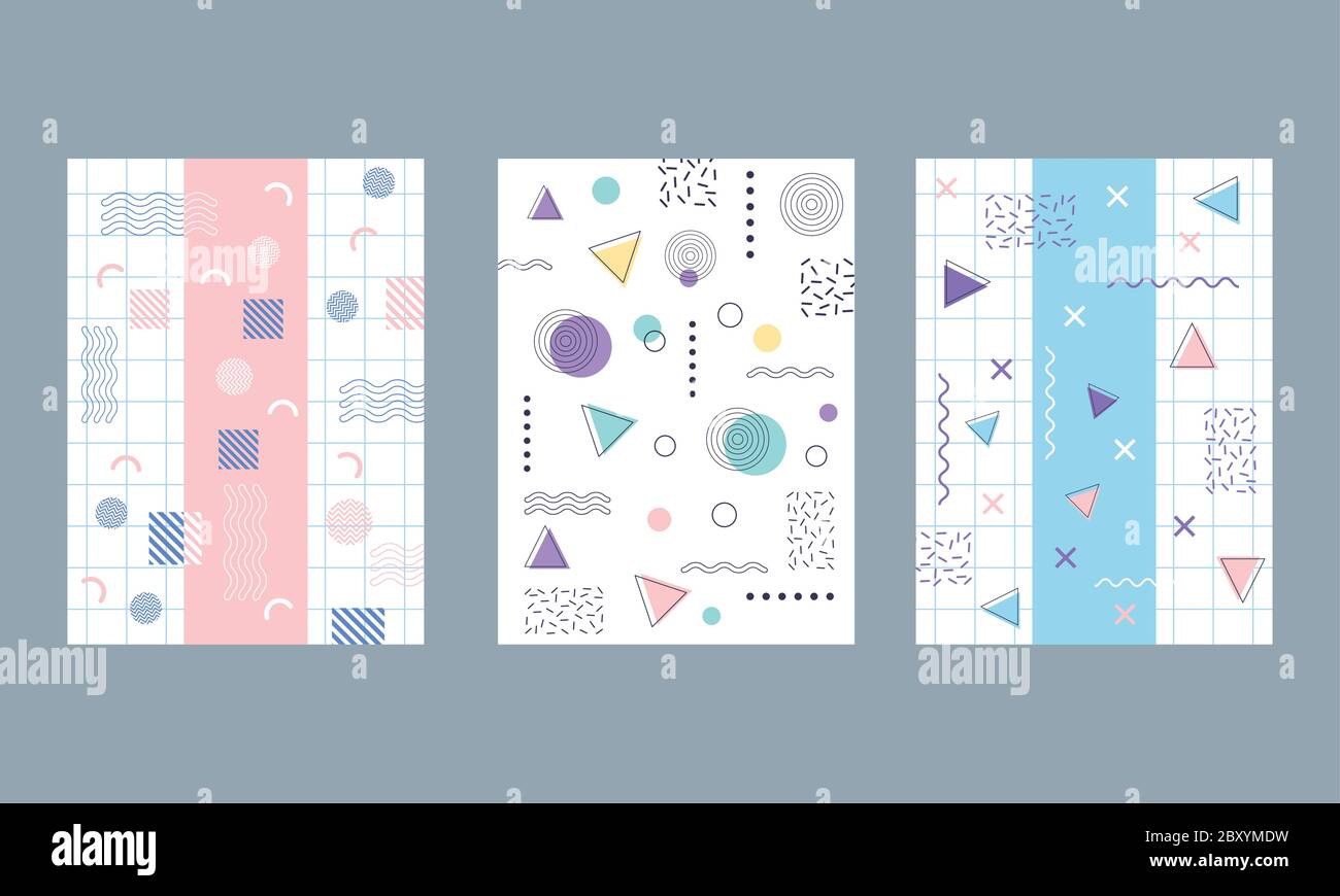 memphis 80s 90s style abstract geometric shape for brochure cover ...