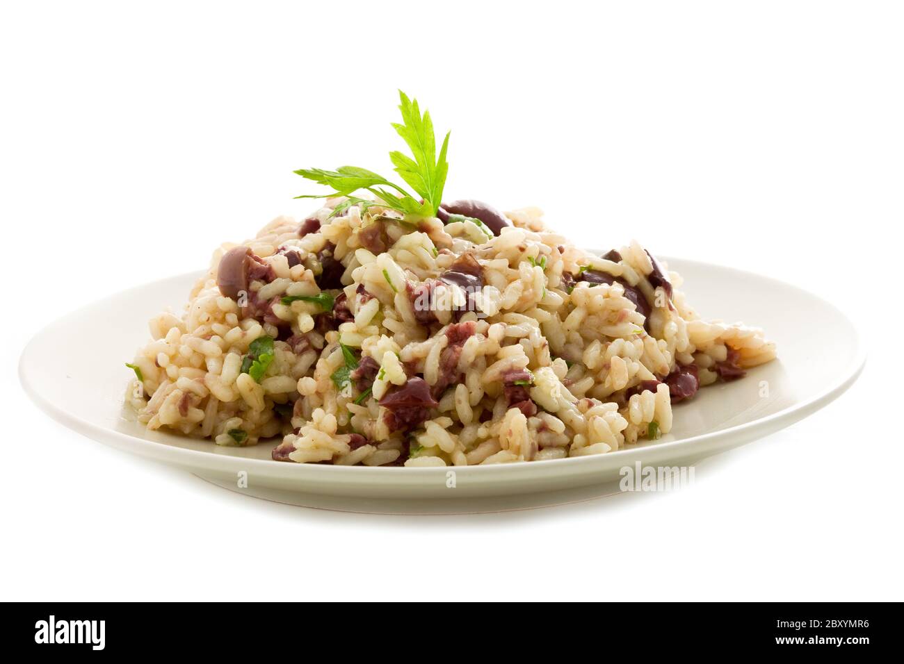 Risotto with black olives Stock Photo - Alamy