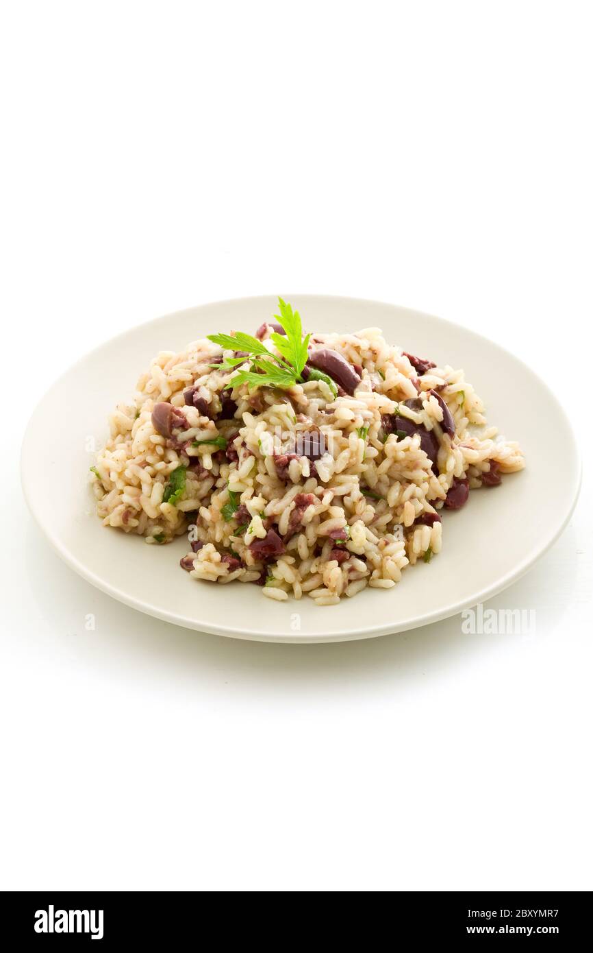 Risotto with black olives Stock Photo - Alamy