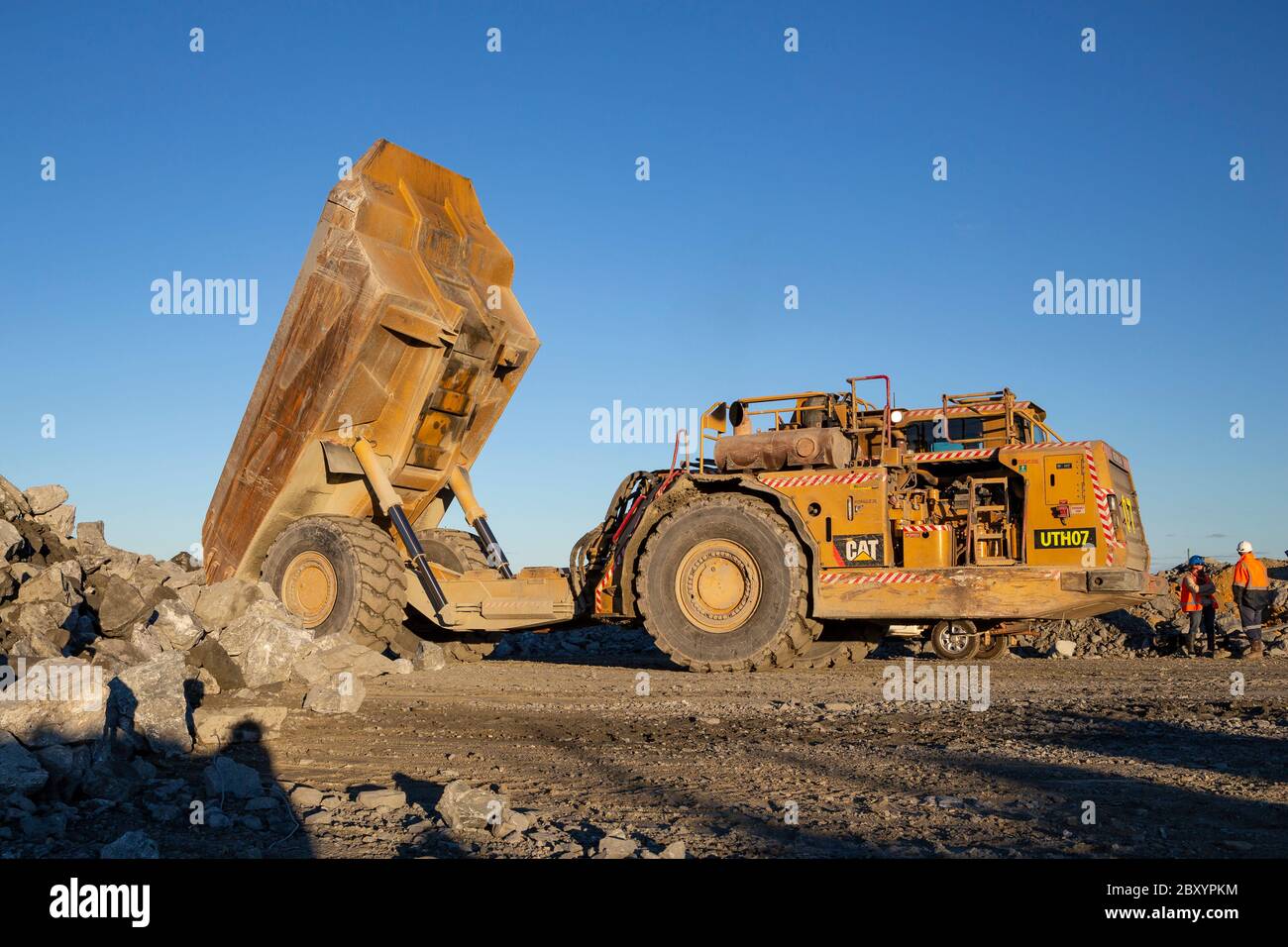Nyngan Australia June 20th 2012 : Ore truck unloading at a copper mine in NSW Australia Stock Photo