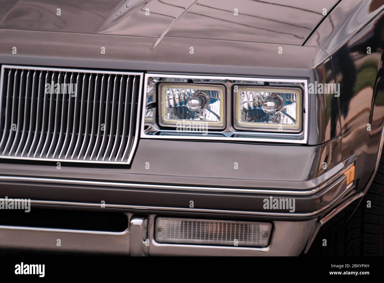 Front part of exterior with grille, fender, bumper, hood, head lamp