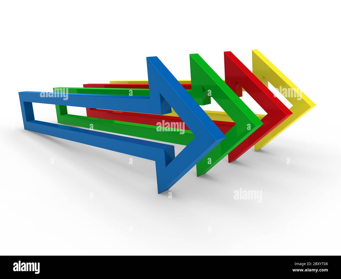3d arrow blue yellow green red Stock Photo - Alamy