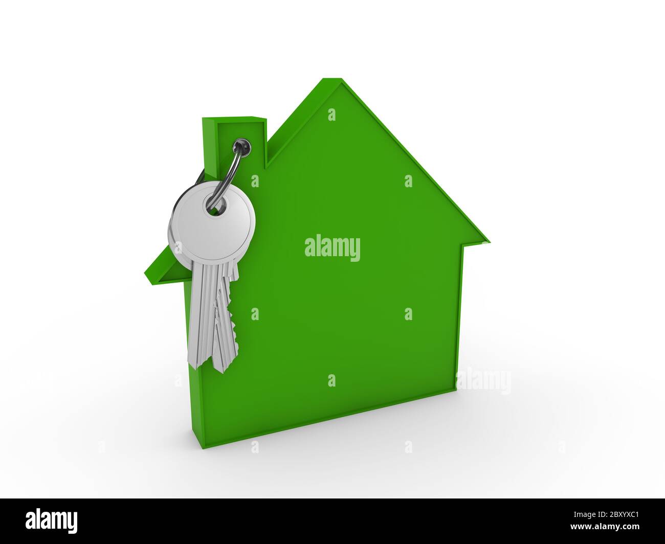 3d house key green Stock Photo - Alamy