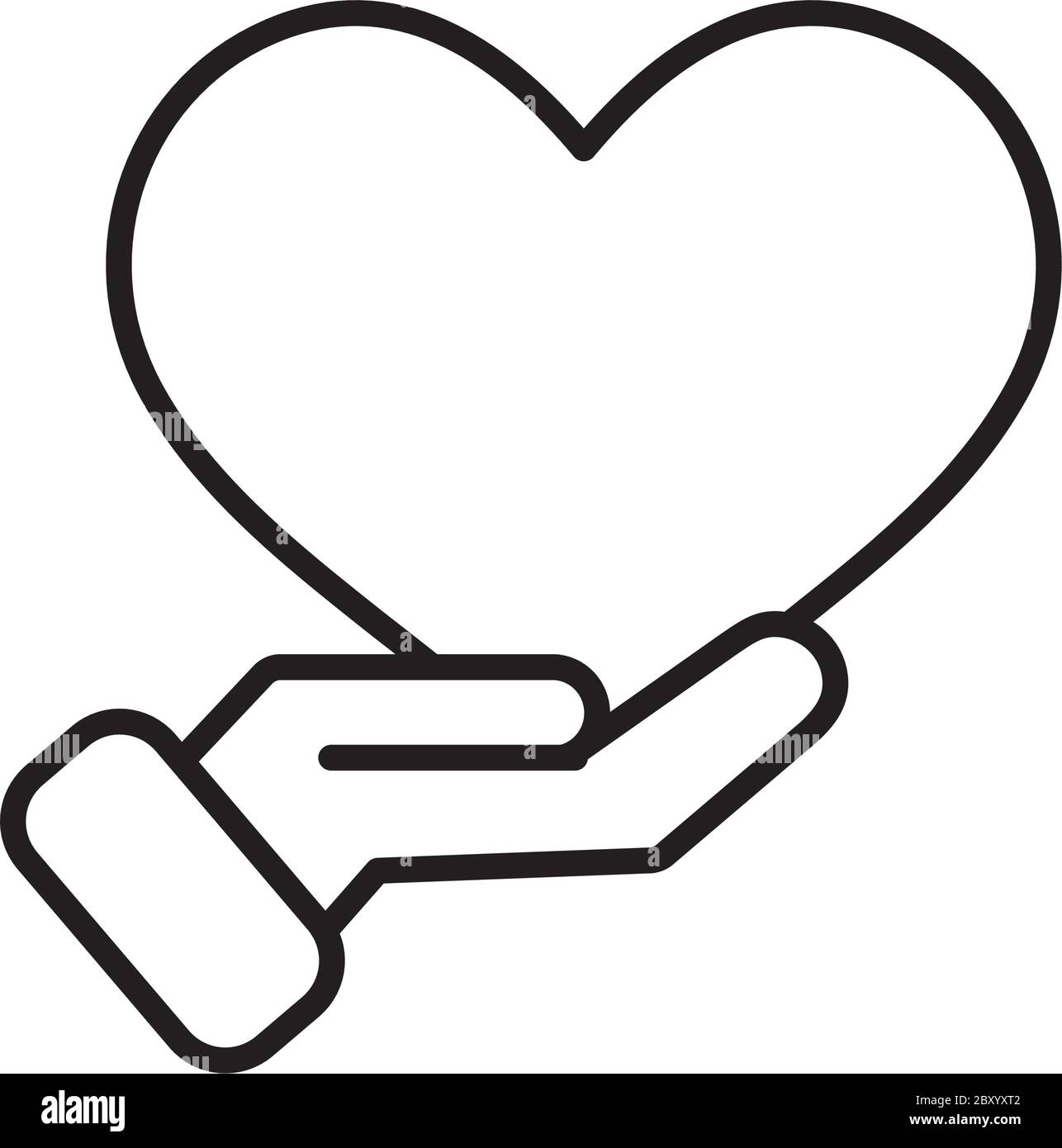 hand holding a heart icon over white background, line style, vector ...