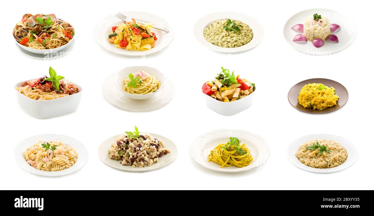Pasta and Rice dishes - Collage Stock Photo