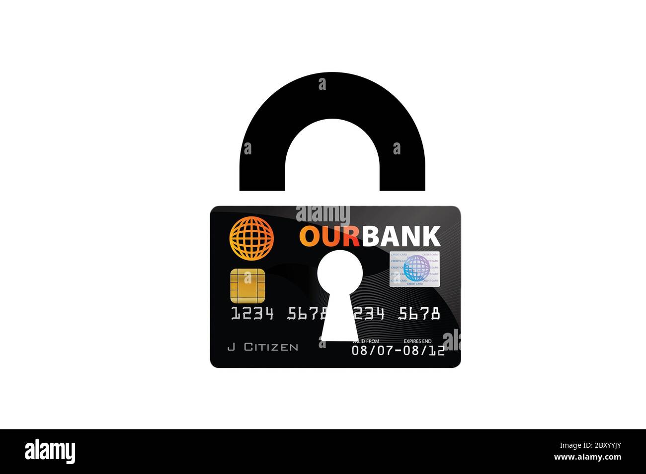 A conceptual credit card security image on white Stock Photo