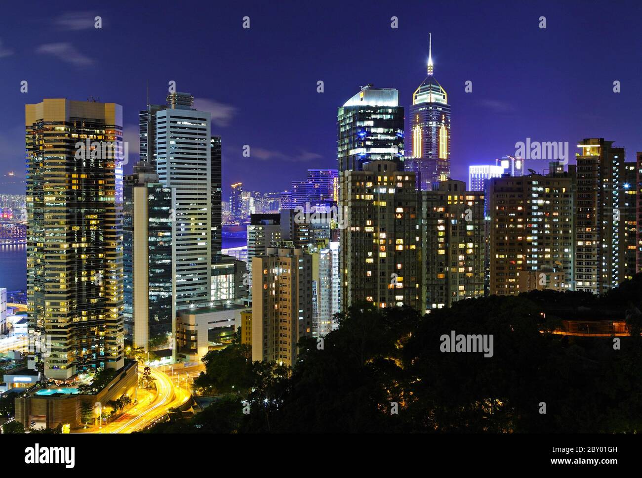 Hong Kong downtown at night Stock Photo - Alamy