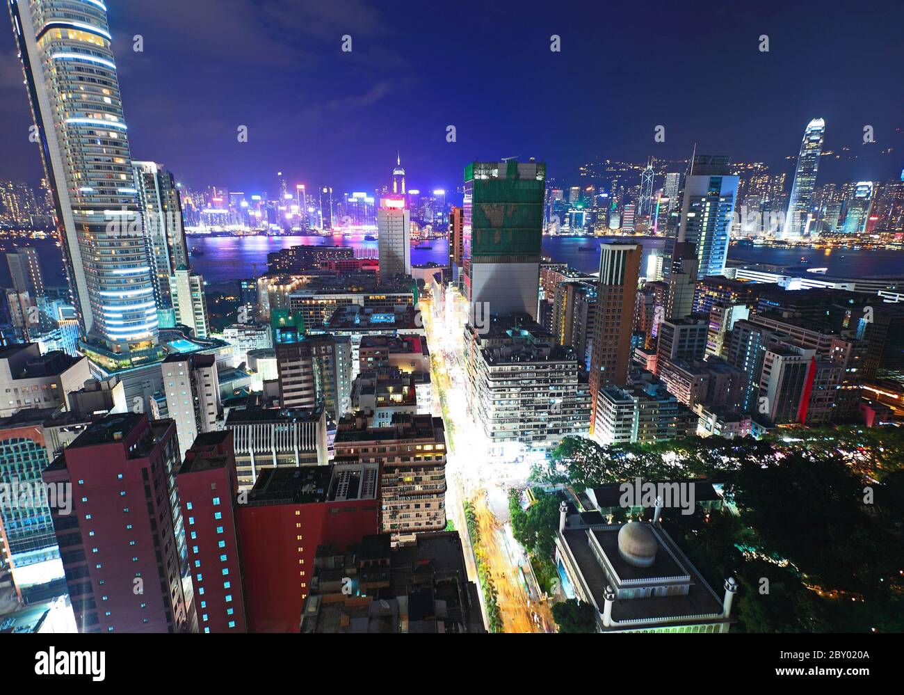 Hong Kong downtown at night Stock Photo - Alamy