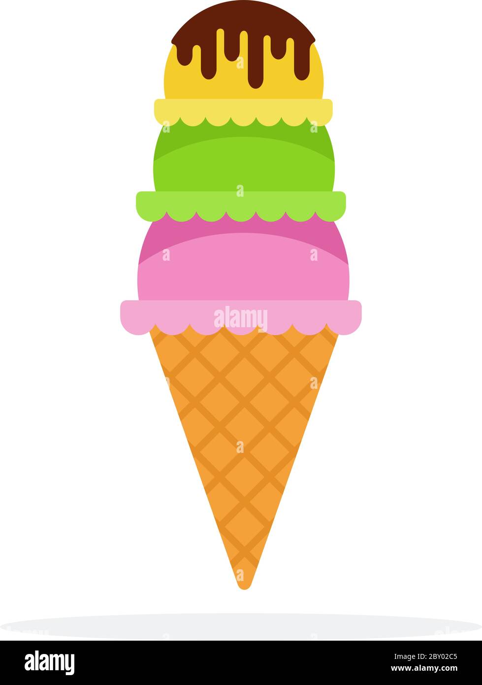 Ice cream balls in a waffle horn vector flat isolated Stock Vector