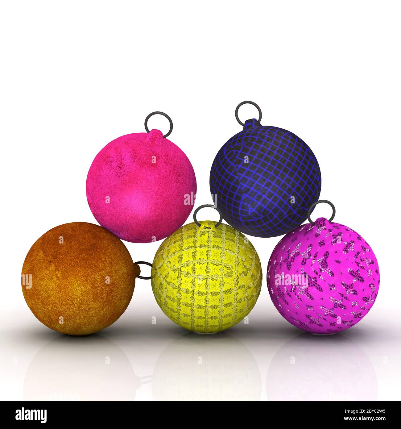 5 different coloured christmas tree balls Stock Photo Alamy