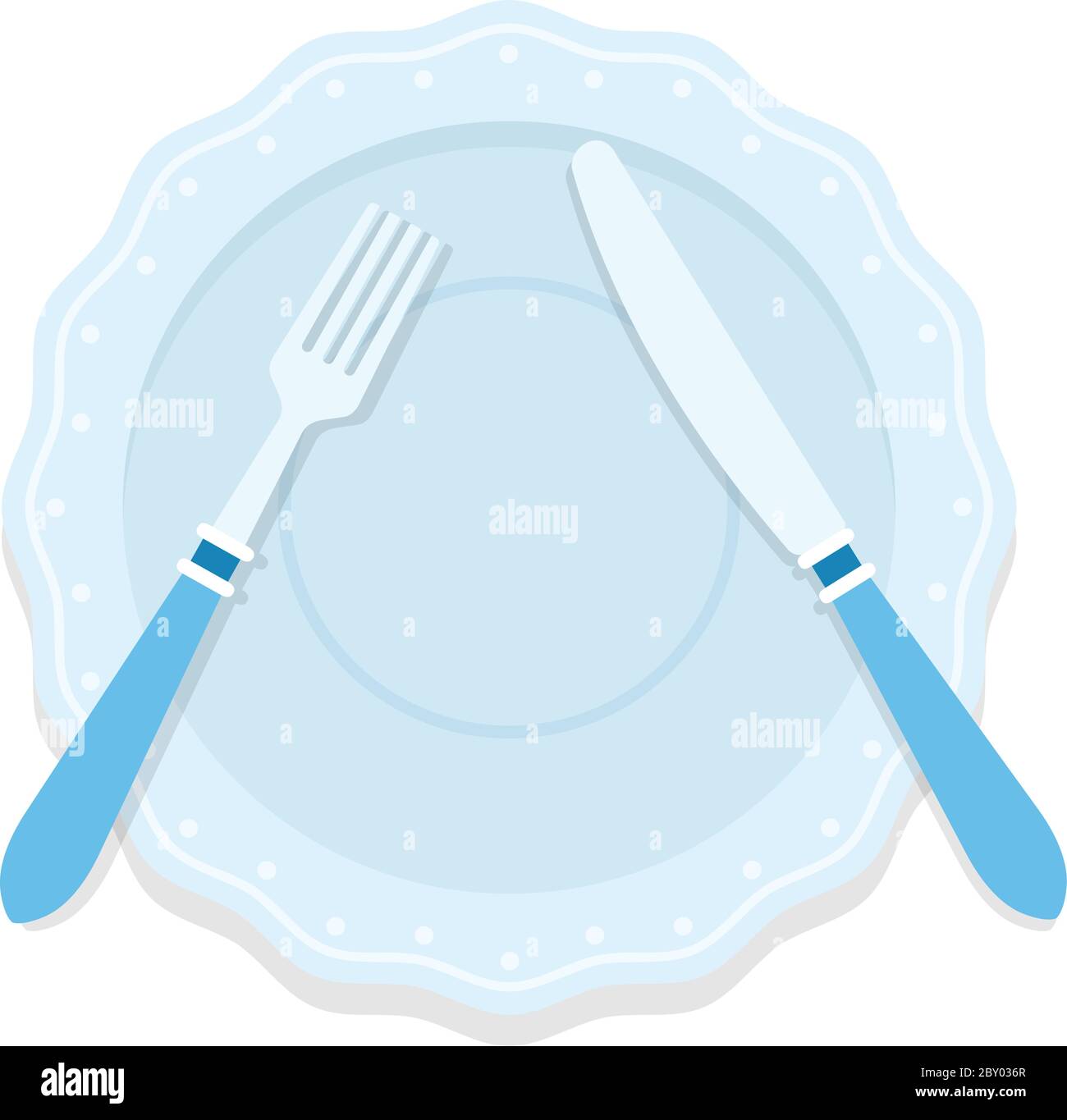 Rules of table etiquette. Fork and knife on the plate means a pause flat isolated Stock Vector
