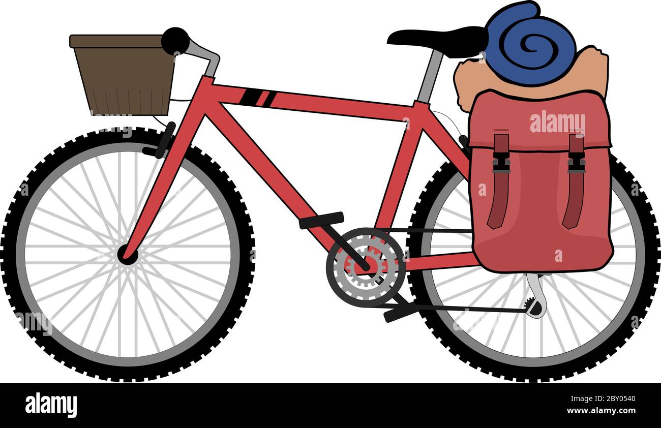 backpacker bicycle Stock Vector