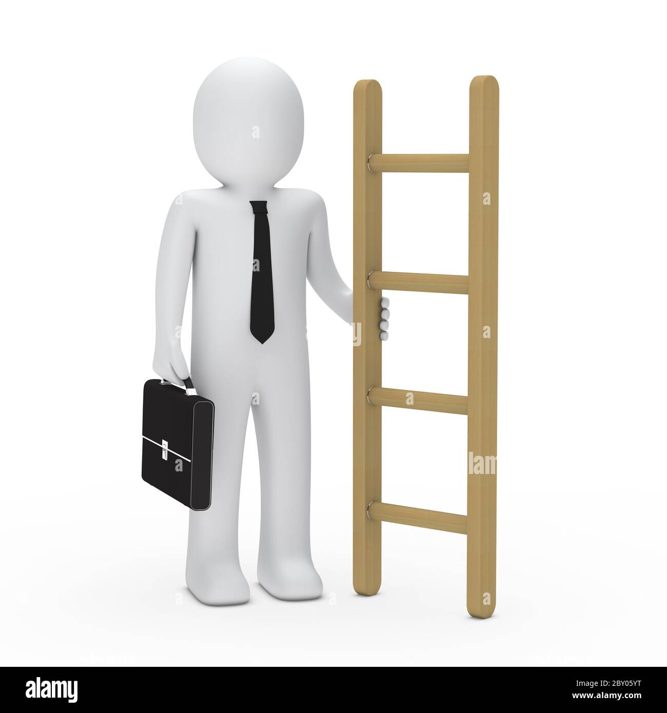 3d business briefcase man hold a ladder Stock Photo Alamy