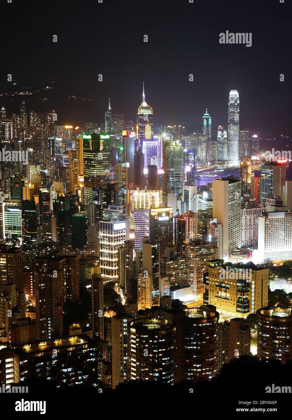 Hong Kong with crowded building at night Stock Photo - Alamy