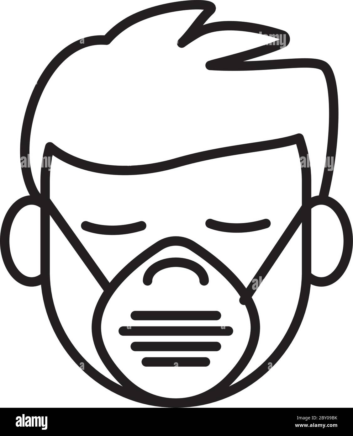 man using face mask line style icon vector illustration design Stock ...