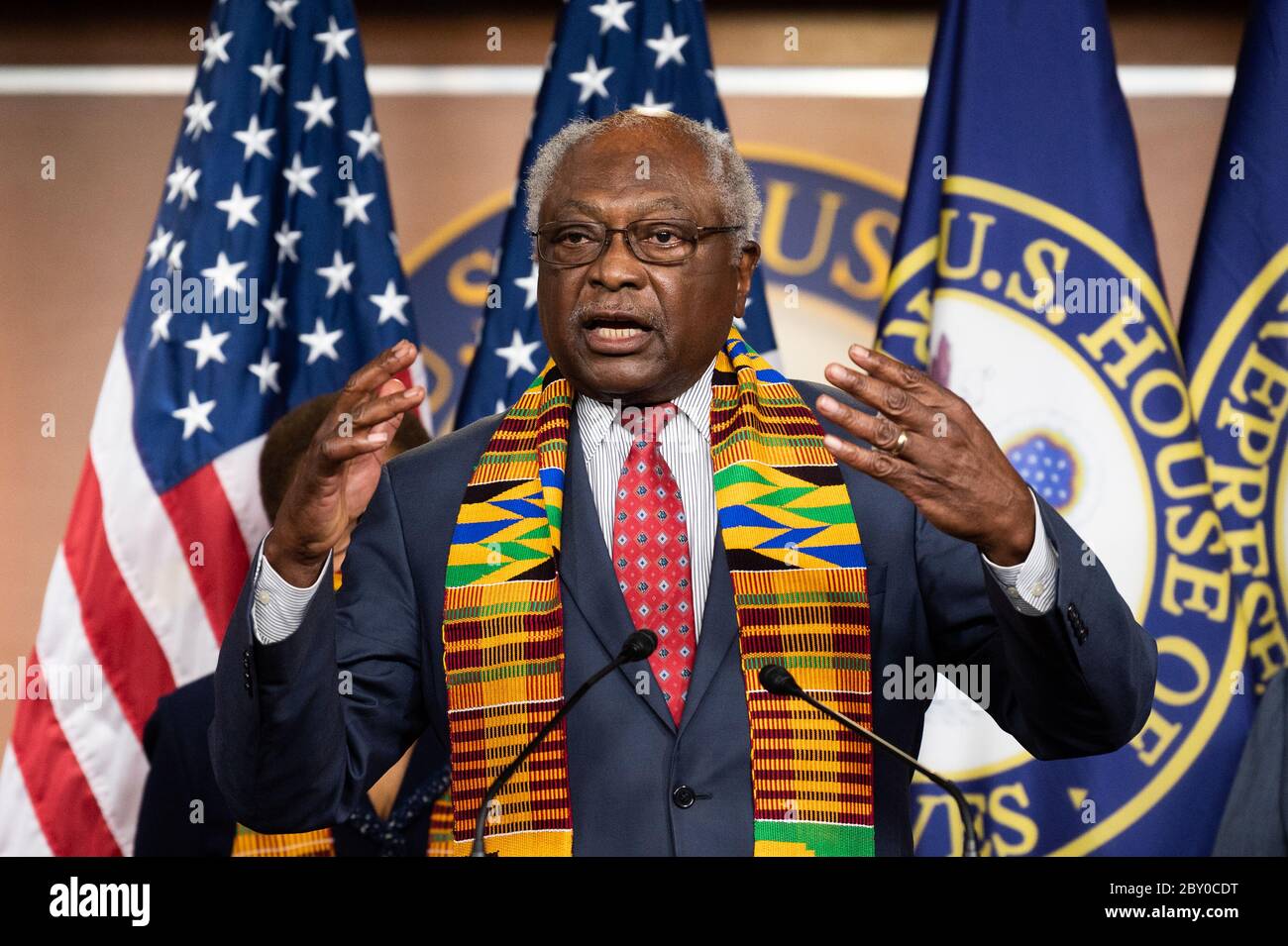 U.S. Representative Jim Clyburn (D-SC)  speaks during a press conference with Congressional Democrats unveiling policing reform and equal justice legislation in Washington. Stock Photo