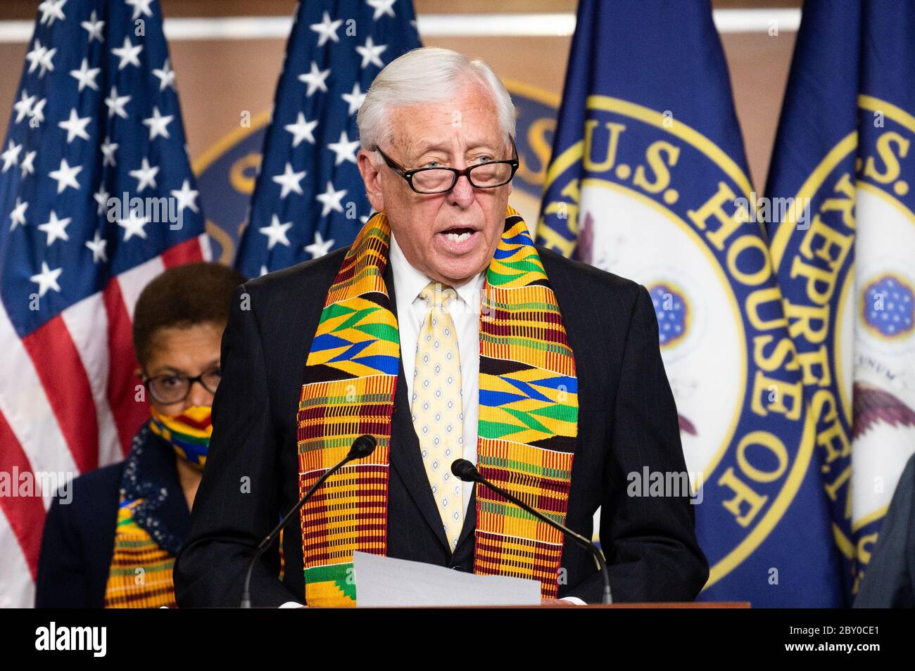 U.S. Representative Steny Hoyer (D-MD)  speaks during a press conference with Congressional Democrats unveiling policing reform and equal justice legislation in Washington. Stock Photo