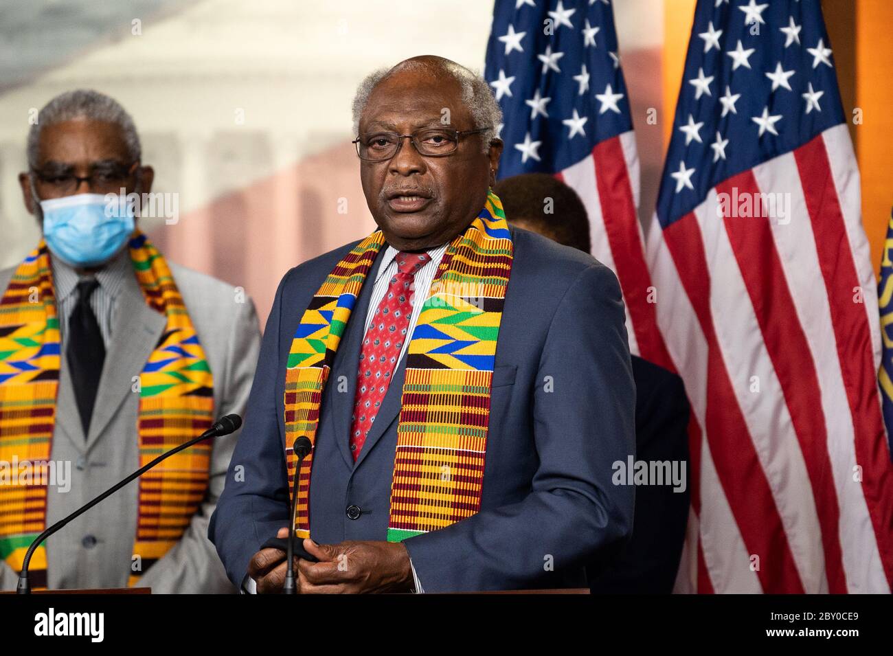 U.S. Representative Jim Clyburn (D-SC)  speaks during a press conference with Congressional Democrats unveiling policing reform and equal justice legislation in Washington. Stock Photo