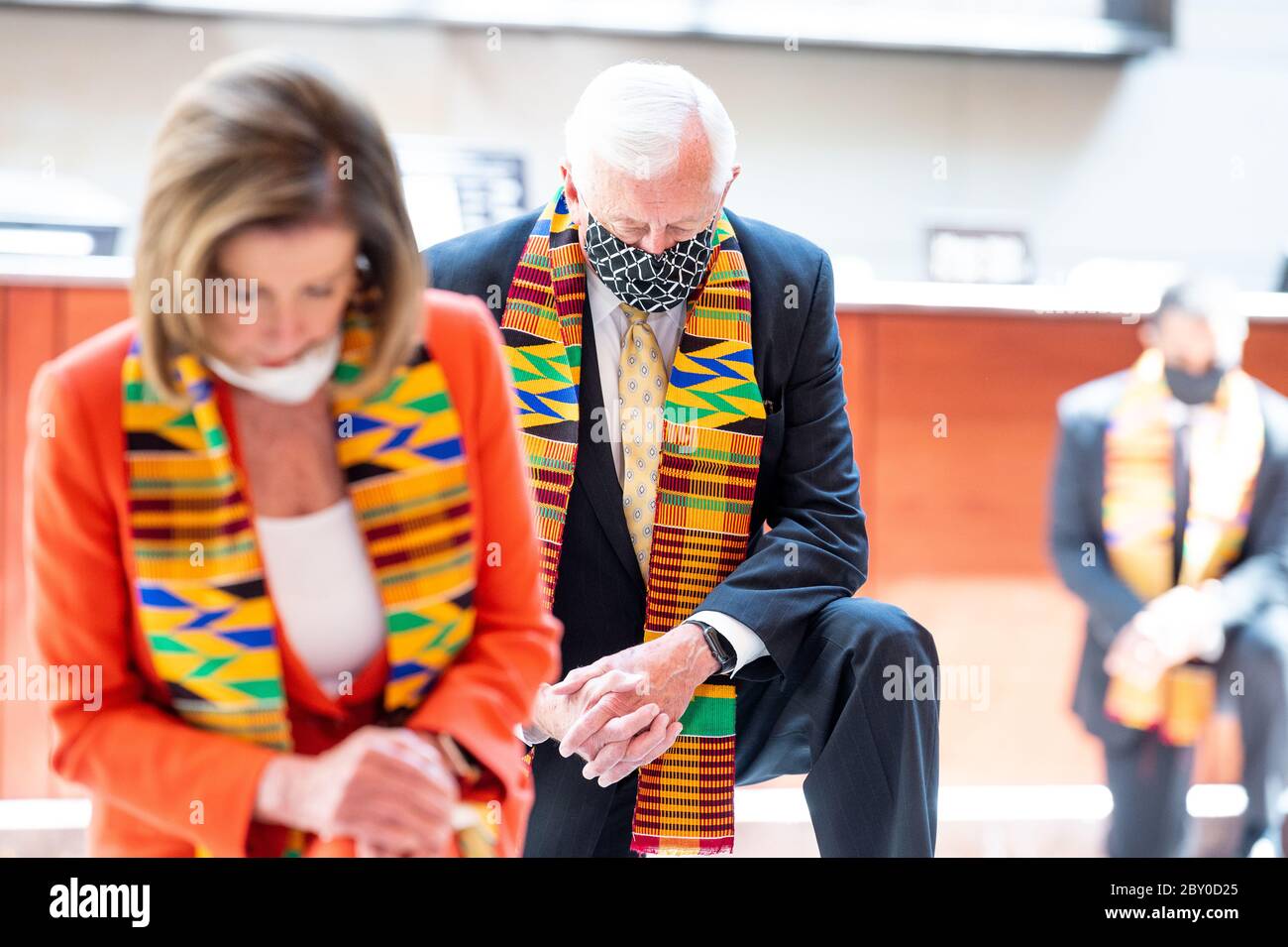 U.S. Representative Steny Hoyer (D-NY) observes 8 minutes and 46 seconds of Silence in Emancipation Hall at the Capitol Visitors Center in honor of George Floyd, Breonna Taylor, Ahmaud Arbery and others. Stock Photo