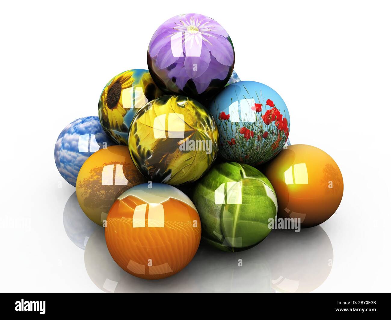 pyramid of balls and pictures Stock Photo Alamy