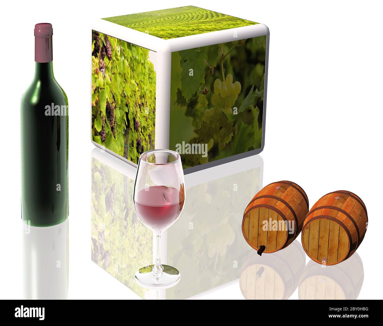 the wine barrels and vines Stock Photo Alamy