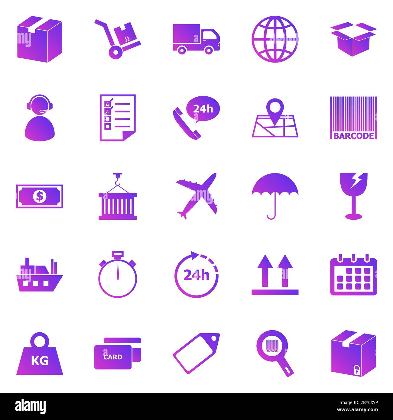 Logistics gradient icons on white background, stock vector Stock Vector