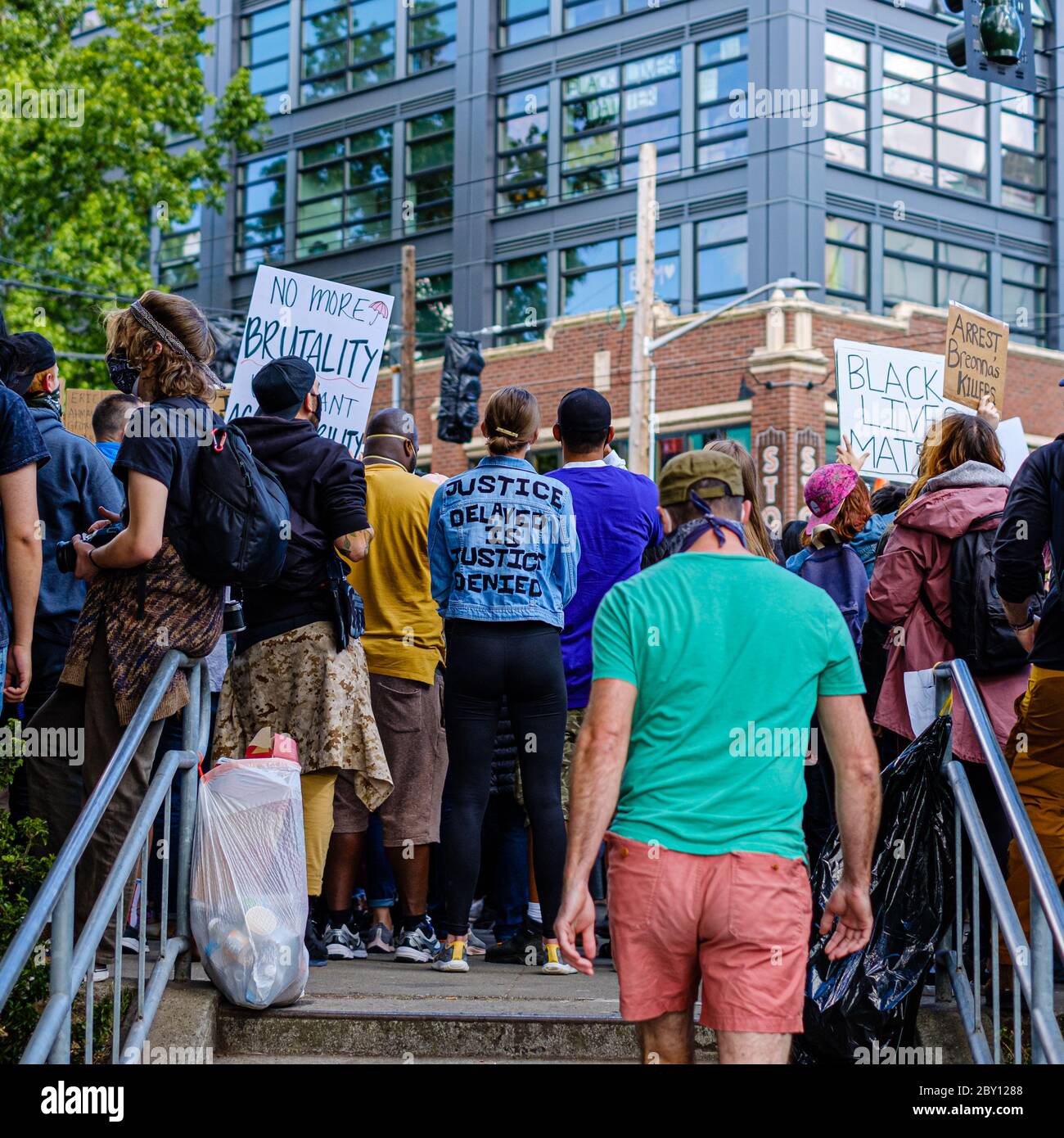 Seattle Pd Protesters SEATTLE, USA - JUNE 6, 2020: Protesters in a demonstration against ...