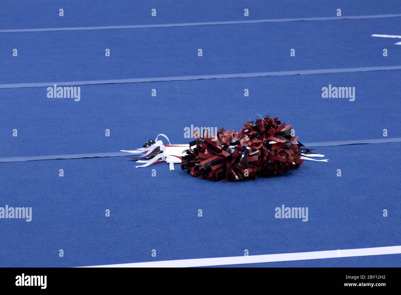 Cheerleading compitition pom poms Stock Photo Alamy