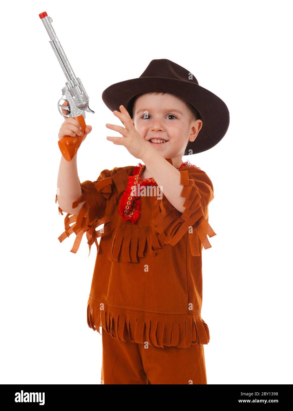 little boy wearing a cowboy hat Stock Photo