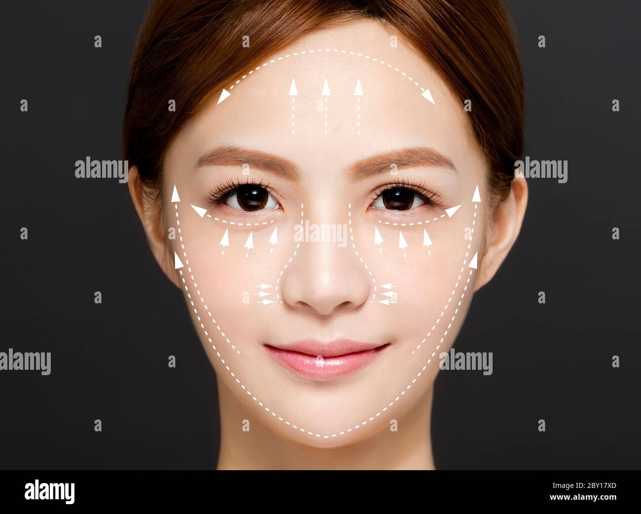 young beauty and Plastic surgery, skin lifting, cosmetics medicine concept Stock Photo