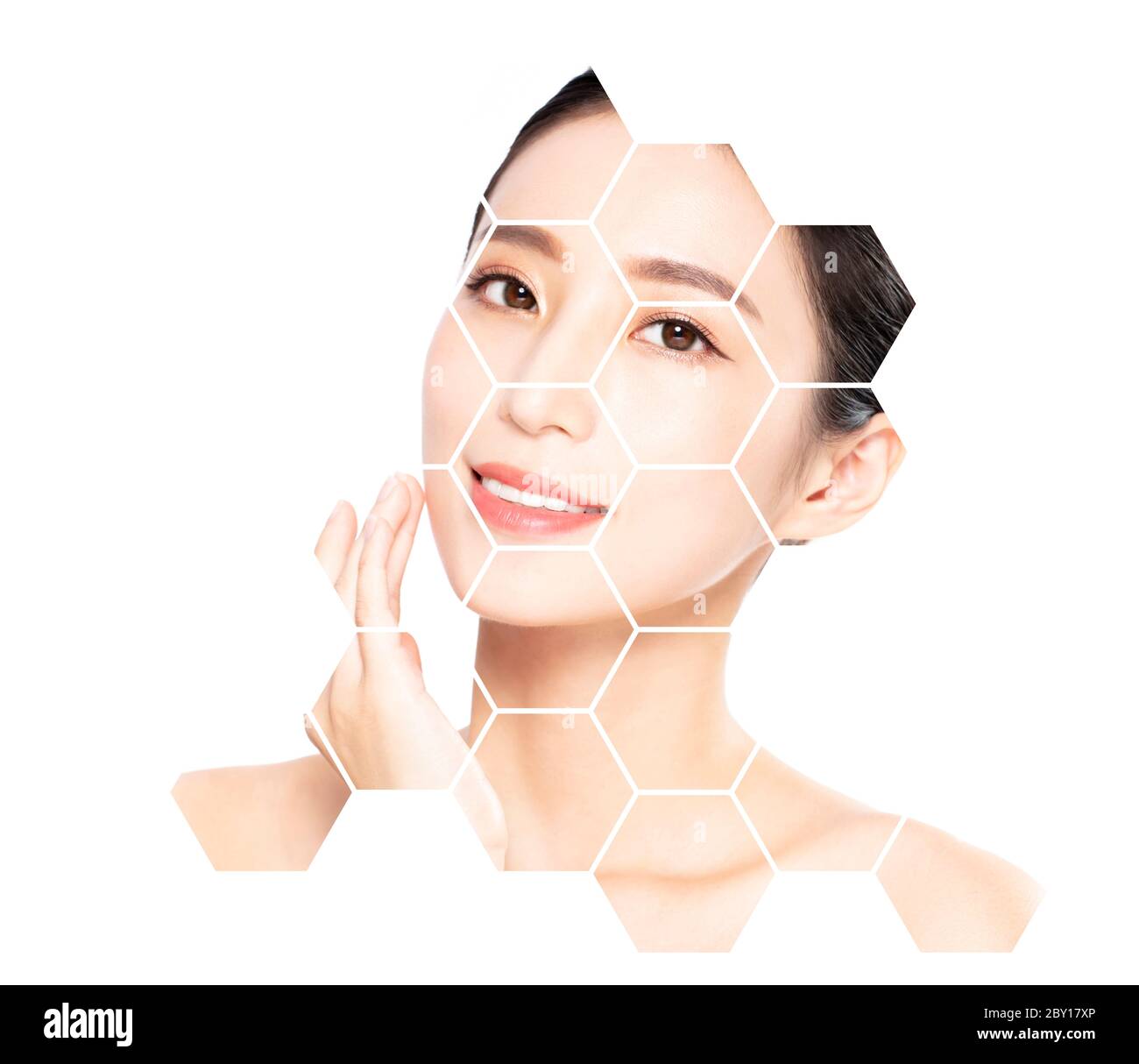 young beauty and Plastic surgery, skin lifting, cosmetics medicine concept Stock Photo