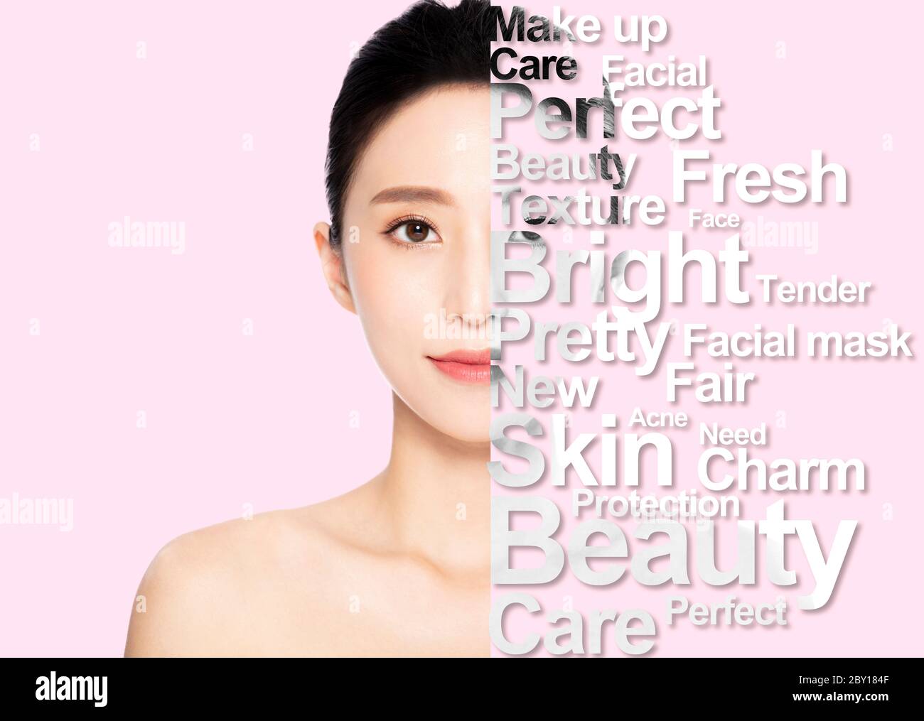 young beauty and Plastic surgery, skin lifting, cosmetics medicine concept Stock Photo