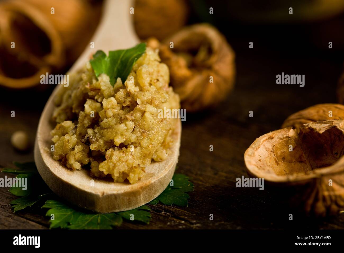 Homemade Walnut pesto Stock Photo Alamy