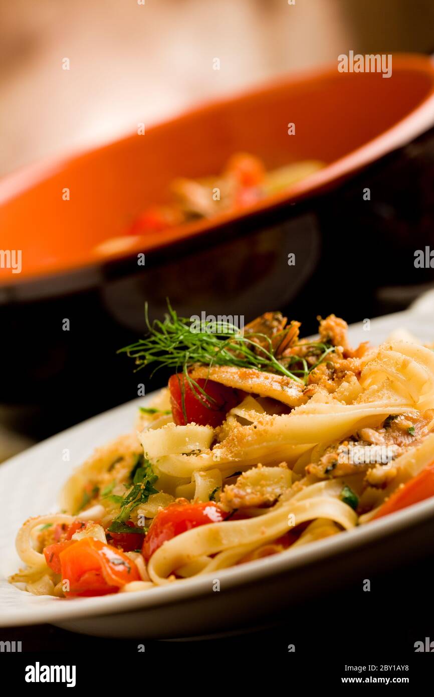 Pasta with Sardines Stock Photo Alamy