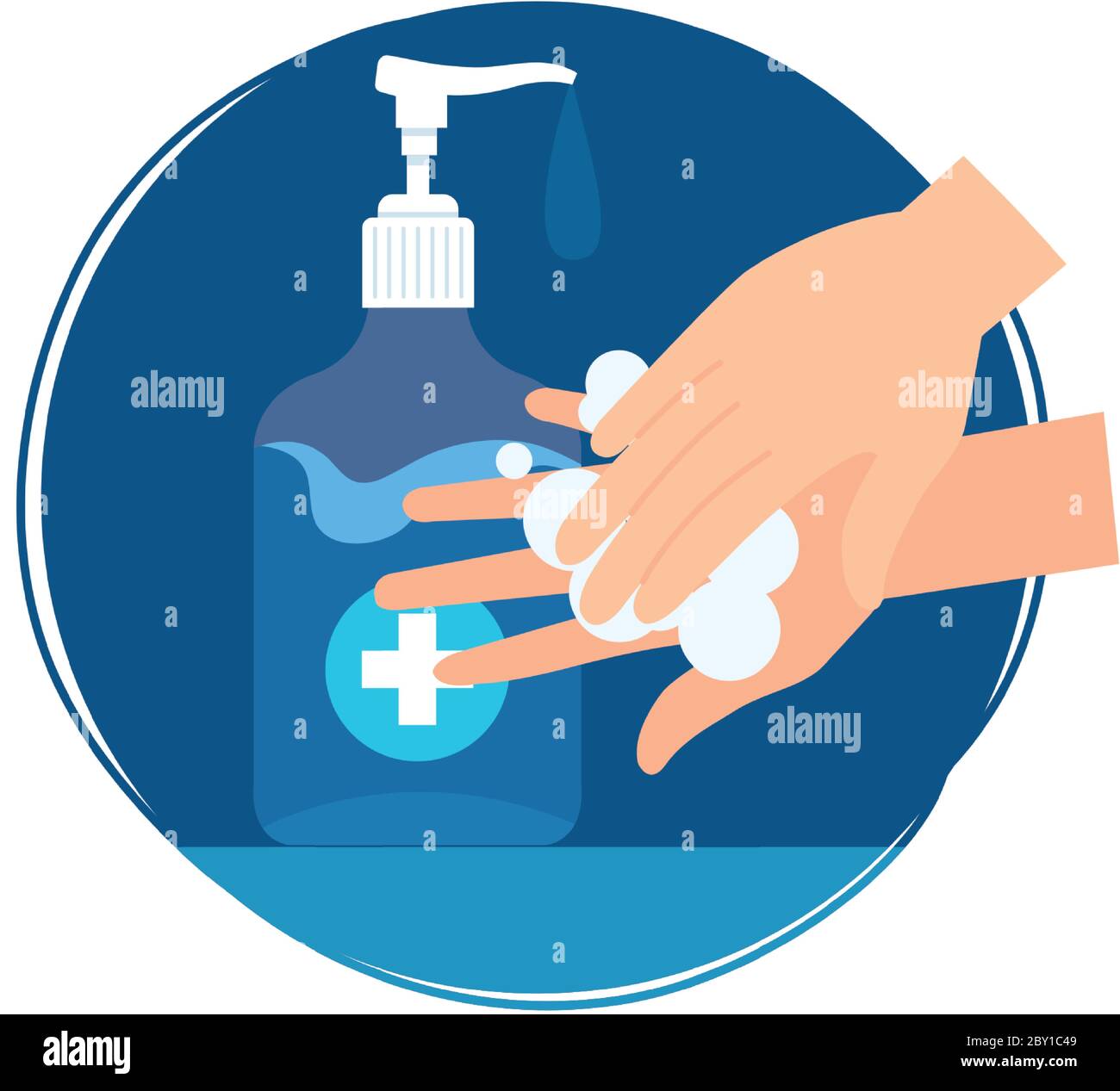Hands washing with sanitizer bottle vector design Stock Vector Image ...