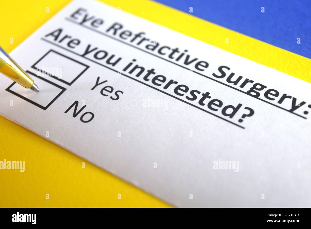 One person is answering question about eye refractive surgery Stock Photo Alamy