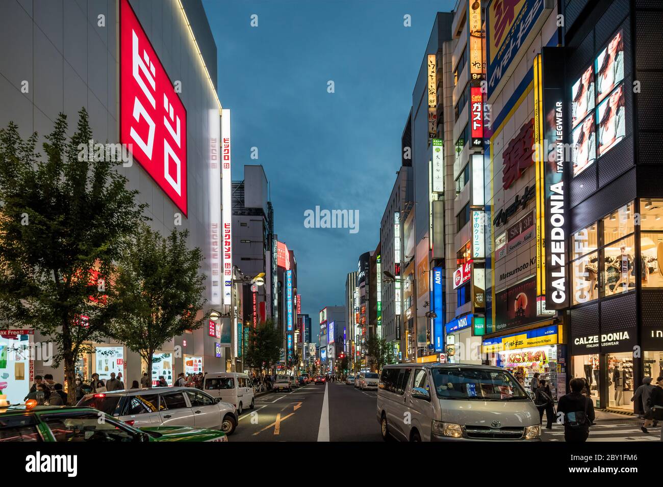 Tokyo Japan October 31st 2016 : Neon illuminated shops in the Shinjuku district of Tokyo, Japan at dusk Stock Photo