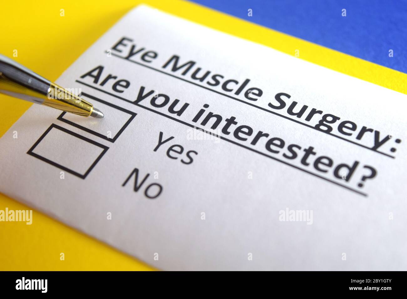 One person is answering question about eye muscle surgery Stock Photo Alamy
