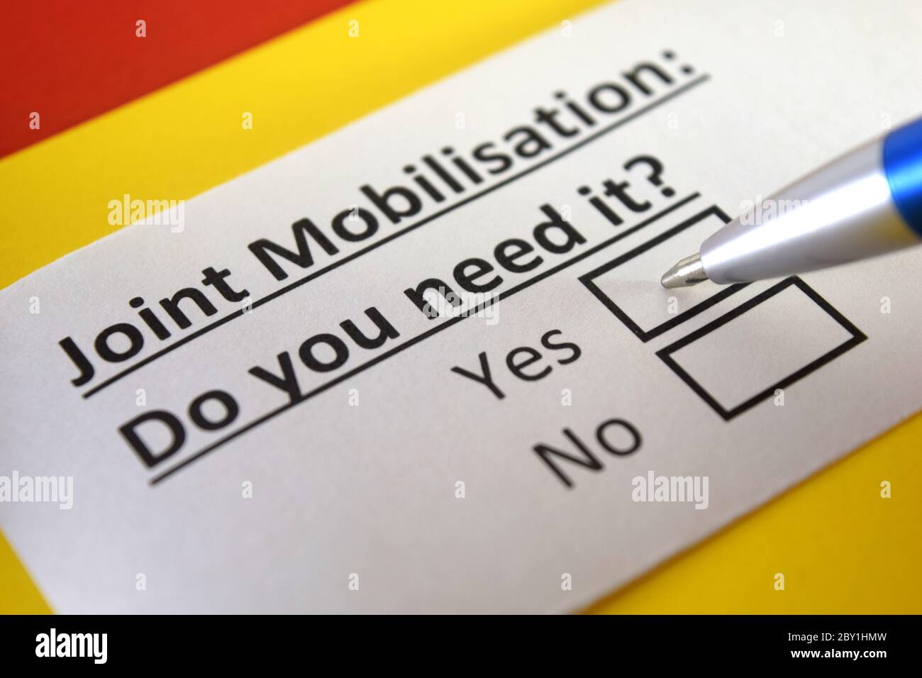 One person is answering question about joint mobilisation Stock Photo ...