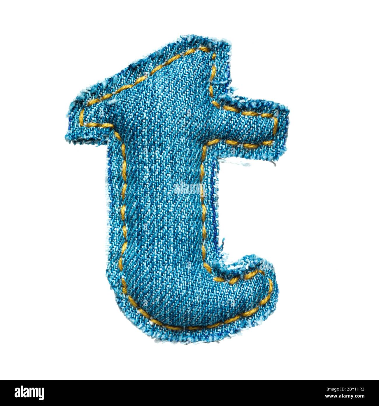Handmade lowercase letter of jeans alphabet Stock Photo
