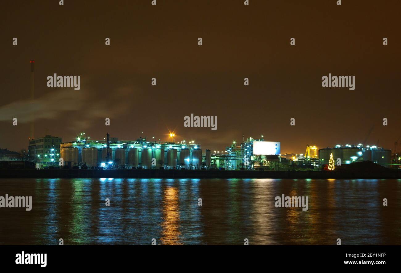 Port of Hamburg / Night photograph Stock Photo