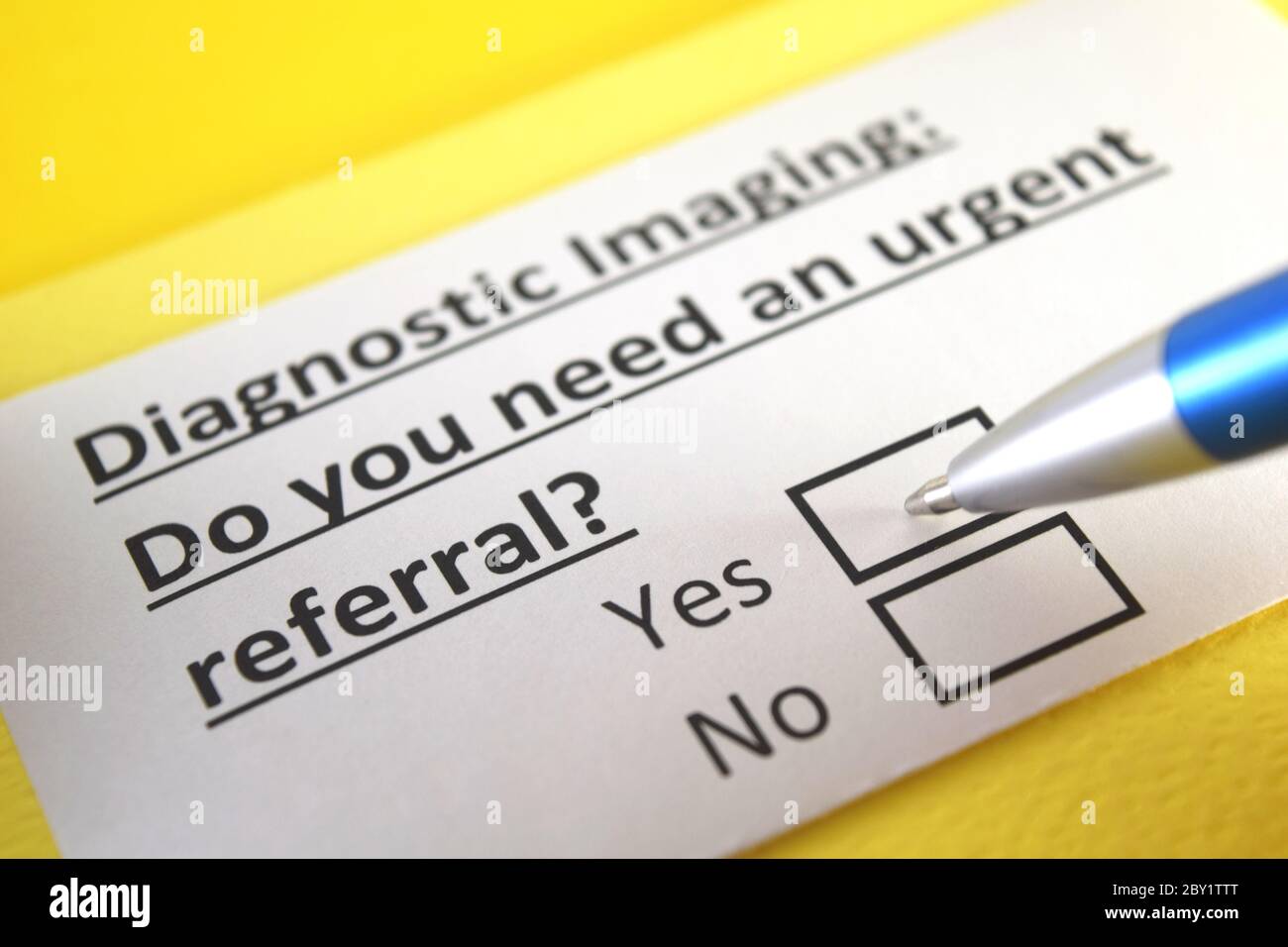 One person is answering question about diagnostic imaging Stock Photo