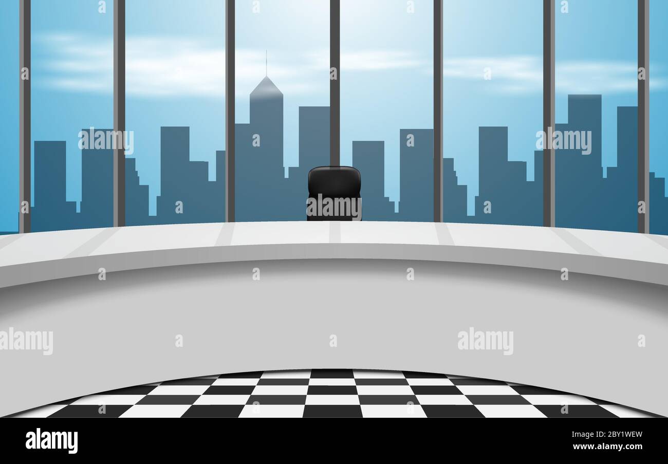 White Table In A News Studio Room With City In The Day Time As A Background Stock Vector Image Art Alamy White Table In A News Studio Room With City In The Day Time As A Background Stock Vector Image Art Alamy